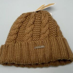Michael Kors Cable Knit Beanie Hat in Light Brown with Fleece Lining